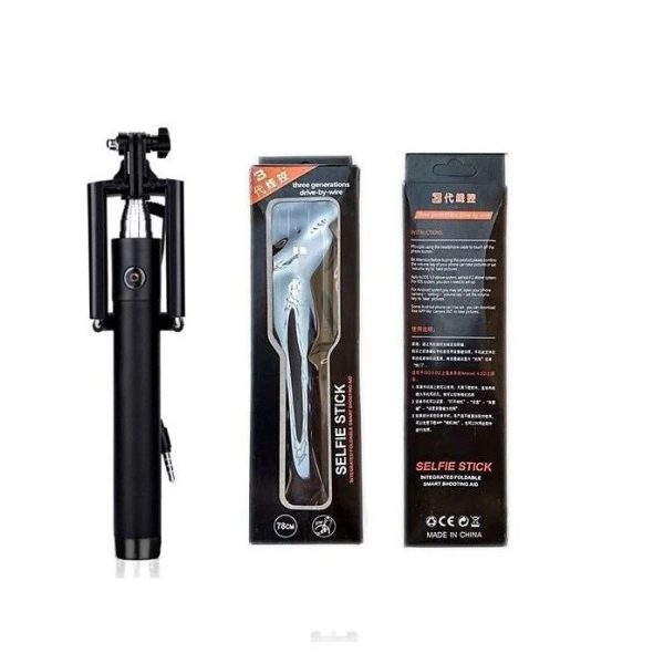Selfie Stick Wired Stainless Steel Monopod Extendable Handheld Pole With Shutter Control 78cm - Image 3